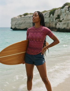 Women's Hot Pink Serenade women's short-sleeve rashguards