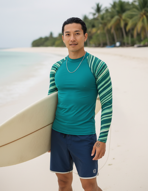 Transformative Teal Sway Rash Guard bikini — Dripper
