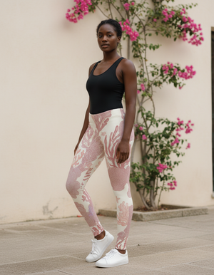 Dusty Rose Reef Leggings Women's Leggings — Dripper