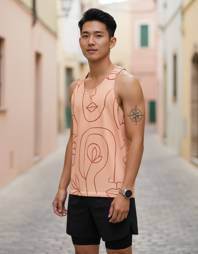 Men's Minimalist Line Art Tank Top