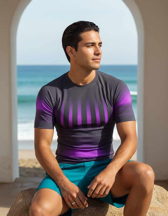 Rashguard — Men's Black / Electric Violet Solstice