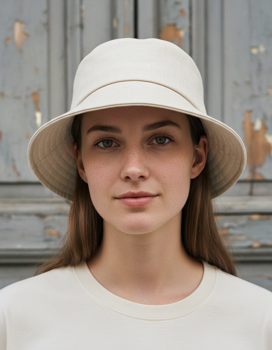 Bucket hat in Linen Cream