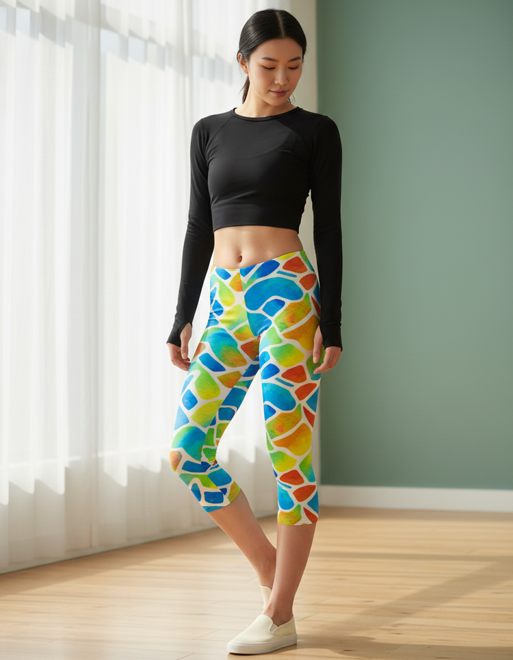 Women's Snake Print Capri Leggings
