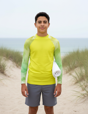 Runway Chartreuse Mosaic Youth Rash Guard bikini — Dripper