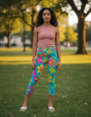 Garden Capri Yoga Leggings Capri Yoga Leggings — Dripper