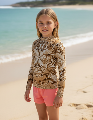 Coffee Bean Burst Kids Rash Guard Kids Rash Guard — Dripper