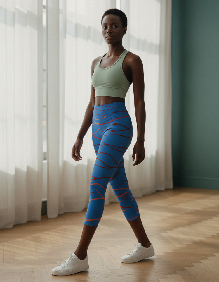 Women's Ocean Wave Yoga Capri Leggings