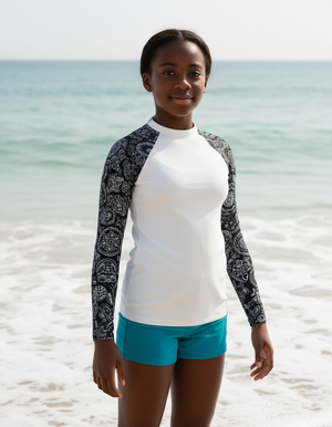 Youth White Onyx youth rashguards