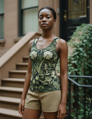 Women's Runway Emerald Chrysanthemum women's tank tops