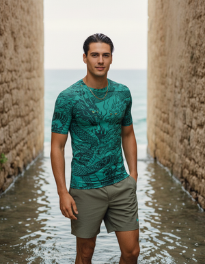 Turquoise Ember Rash Guard Men's Rashguard — Dripper