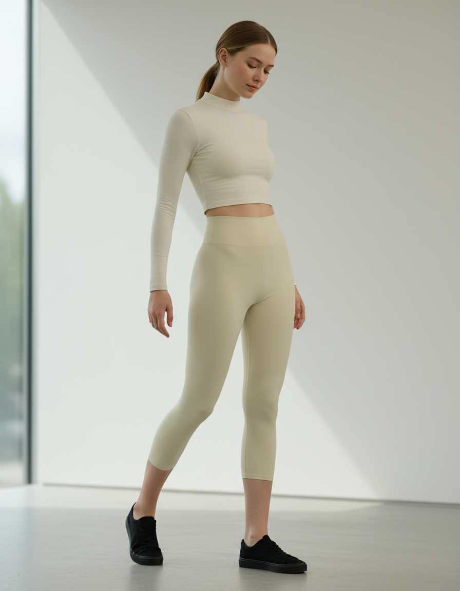 Capri-Yoga Leggings in Parchment