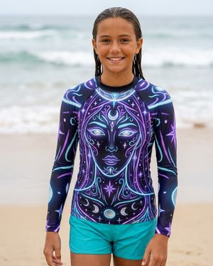 Girls Neon Moon Goddess girls rashguards