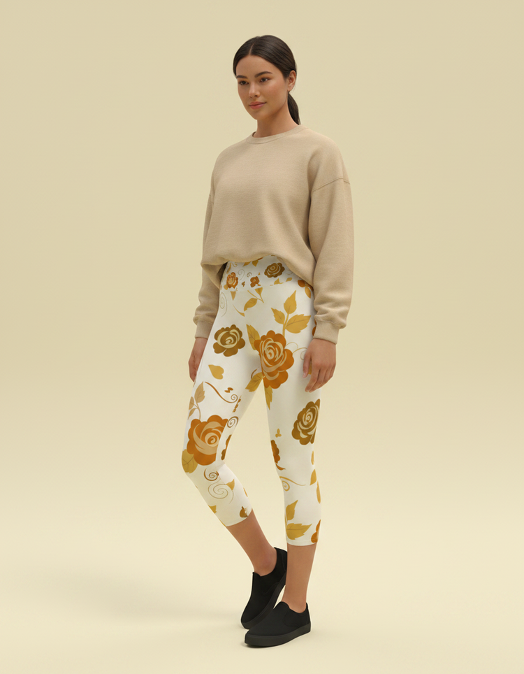 Women's Redoute Rose Yoga Capri Leggings