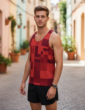 Men's Fiery Red Vibrance men's tank tops