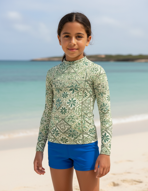 Girls Sycamore Zellige Rash Guard Kids Rash Guard — Lolekai