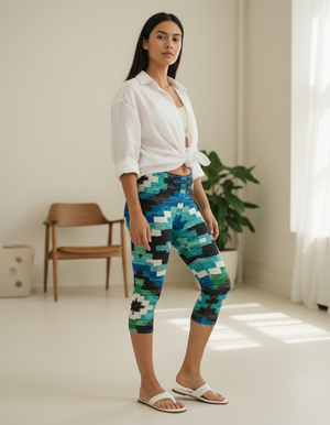 Turquoise Horizon capri leggings