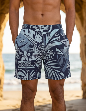 Blue Aura Lani Lehua men's swim trunks