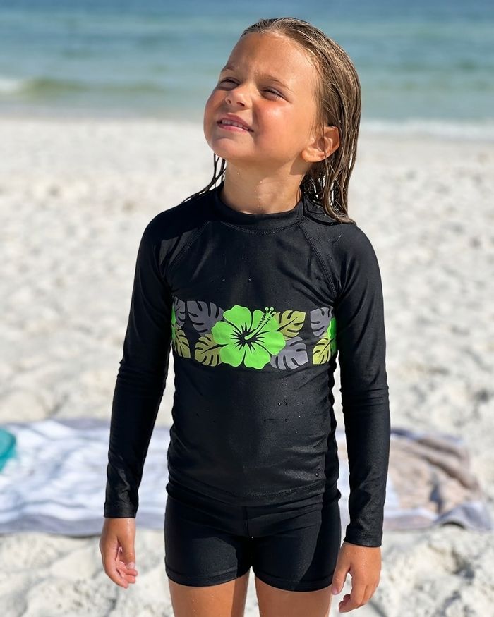 Rashguard — Girls Neon Green Bloom Pua