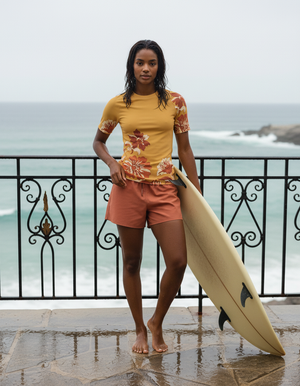 Women's Citrus Orange Elysian women's short-sleeve rashguards