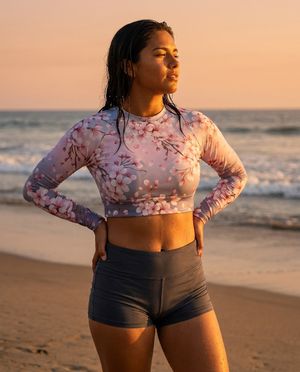 Women's Rhodonite Kiku women's crop-top rashguards