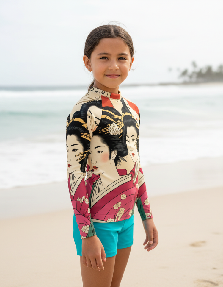 Girls Electric Fuchsia Yume Rash Guard