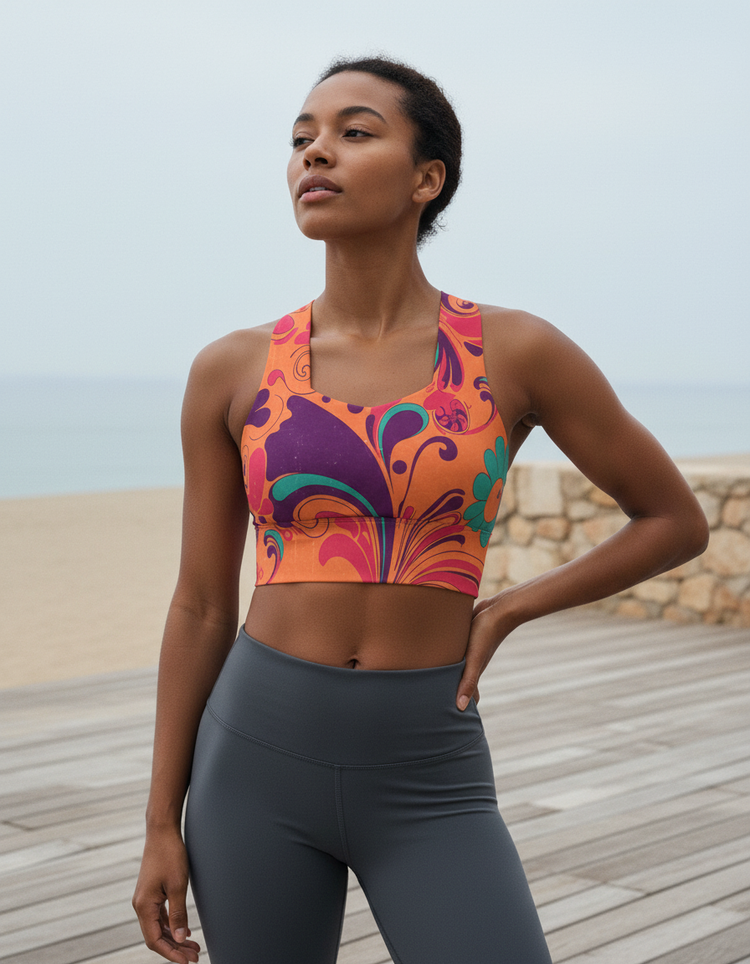 Melodic Harmony Psychedelic Longline Sports Bra
