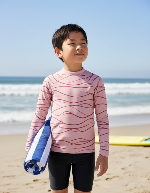 Kids Dusty Rose Aqua kids rashguards