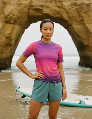 Women's Electric Violet Solstice women's short-sleeve rashguards