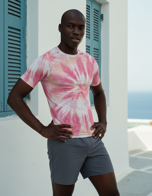 Millennial Pink Nebula Rash Guard Men's Rashguard — Lolekai