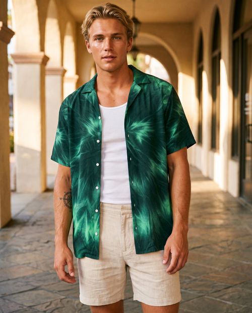 Forest Green Glacier Hawaiian Shirt