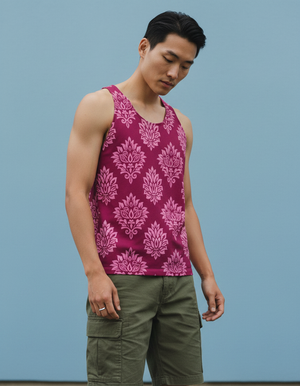 Men's Electric Fuchsia Fern men's tank tops