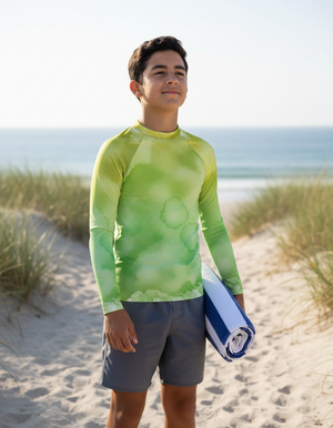 Runway Chartreuse Mosaic Youth Rash Guard bikini — Dripper