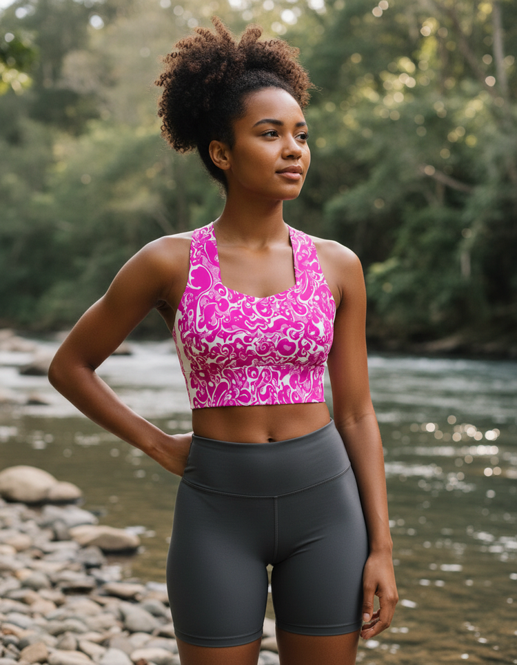 Trippy Rhythm Kaleidoscope Longline Sports Bra