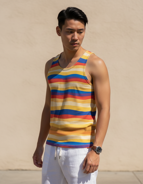 Men's Lemon Yellow Prism men's tank tops
