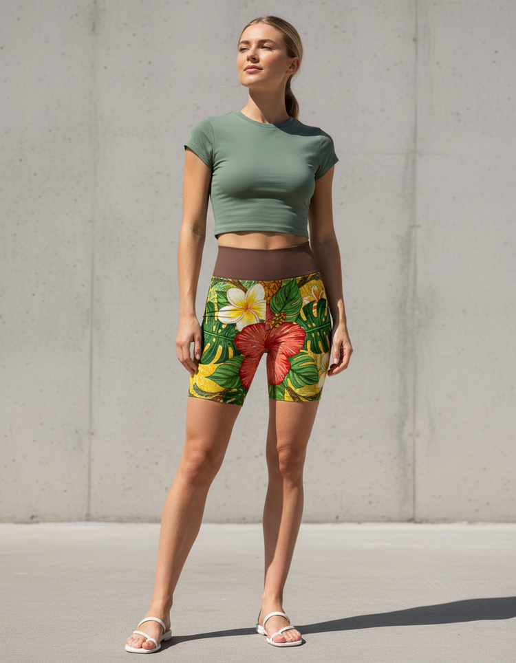 Tropical Flow Hula Yoga Shorts