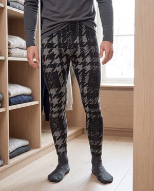 Graphite Houndstooth men's base layer bottoms