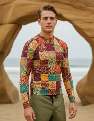 Men's Fiery Red Pulse men's short-sleeve rashguards