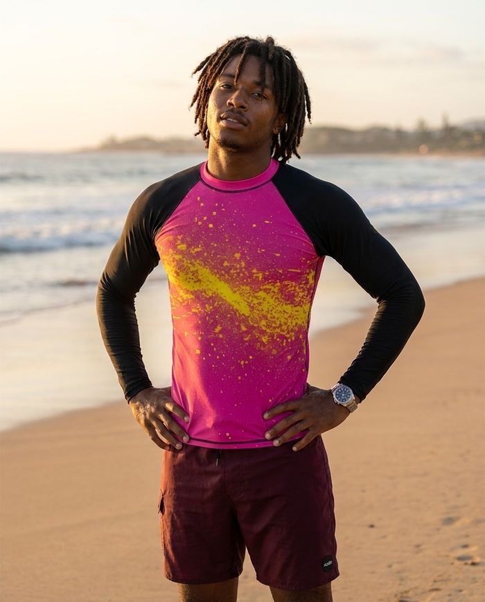 Rashguard — Men's Magenta Yellow Pixelate