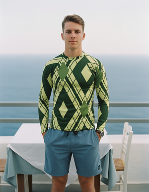 Men's Runway Chartreuse Duet men's rashguards