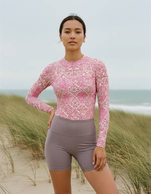 Millennial Pink Zellige Rash Guard Women's Rashguard — Dripper