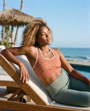 Acacia Rust Polka Swim & Gym Bra Longline Sports Bra — Lolekai