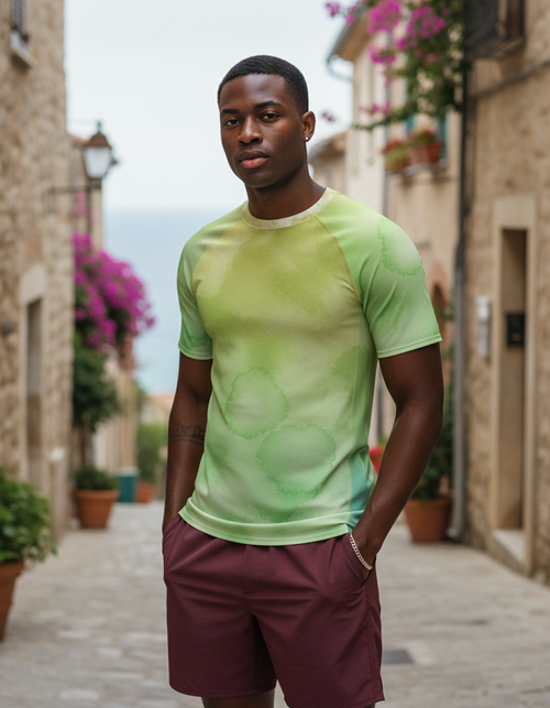 Runway Chartreuse Mosaic Rash Guard Men's Rashguard — Lolekai