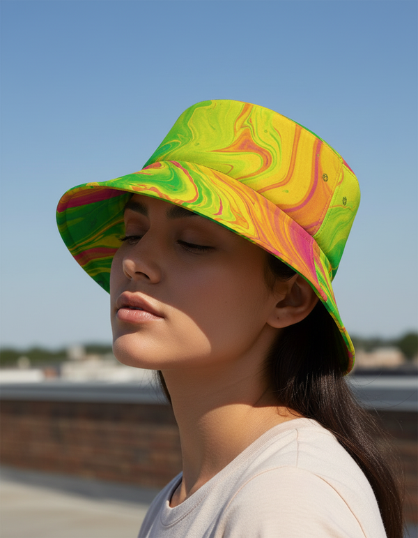 Serene Wave Marble Bucket Hat