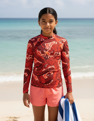 Youth Fiery Red Ember youth rashguards