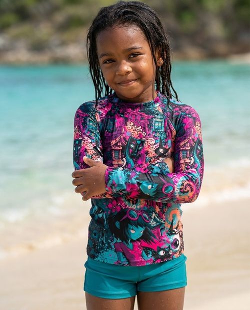 Girls Bakeneko girls rashguards