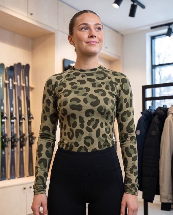 Women's Sage Green Feline Base Layer Top