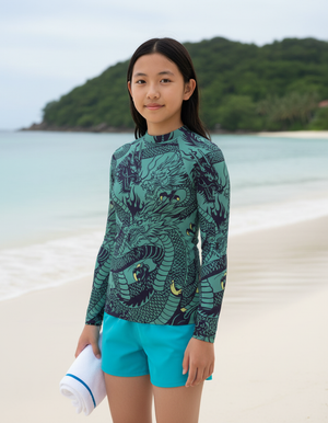 Youth Transformative Teal Ember youth rashguards