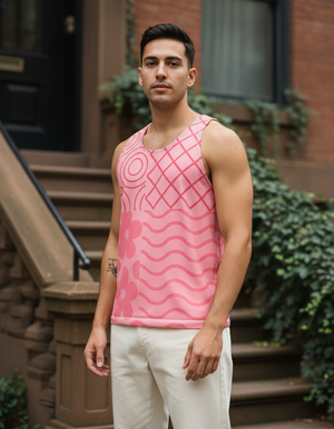 Men's Millennial Pink Petal tank tops