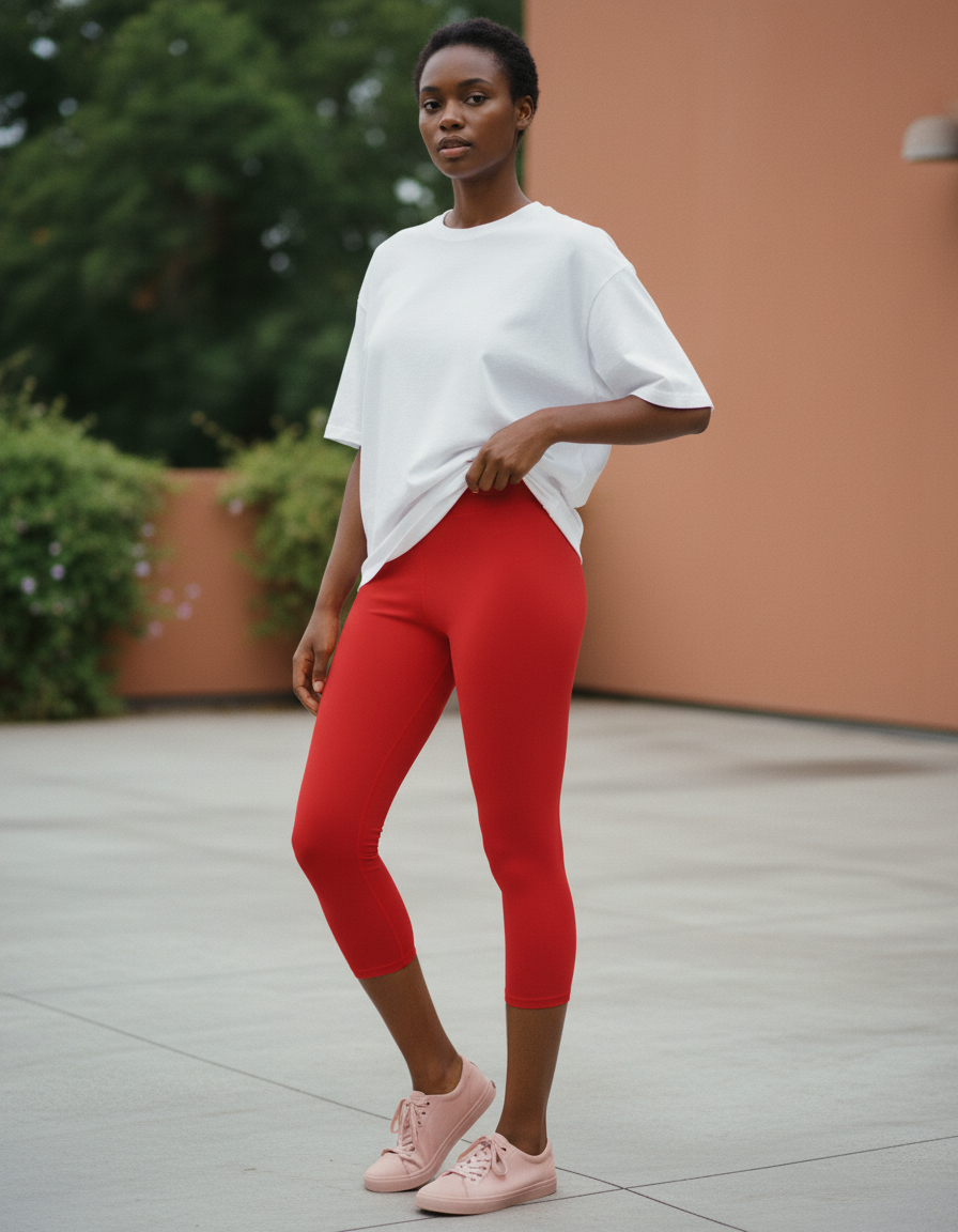 Capri-Yoga Leggings in Red