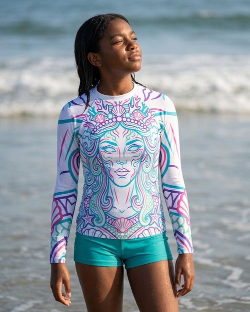 Girls Neon Sea Goddess (White) girls youth rashguards